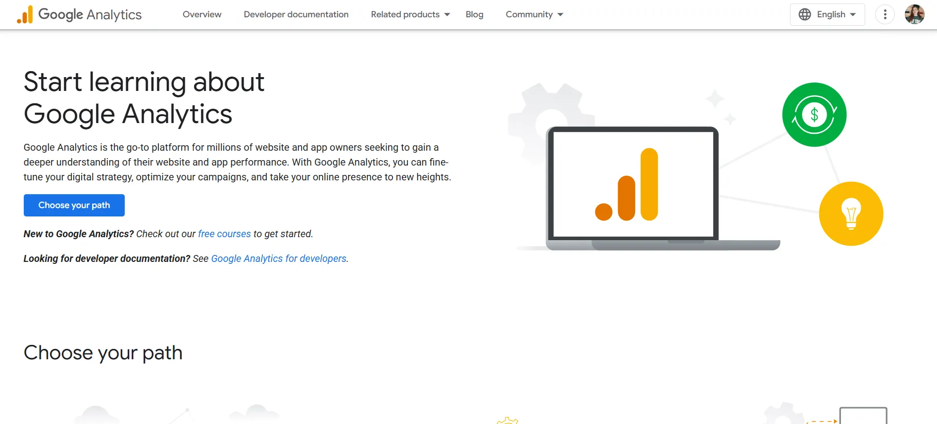 Google Analytics (GA4) homepage