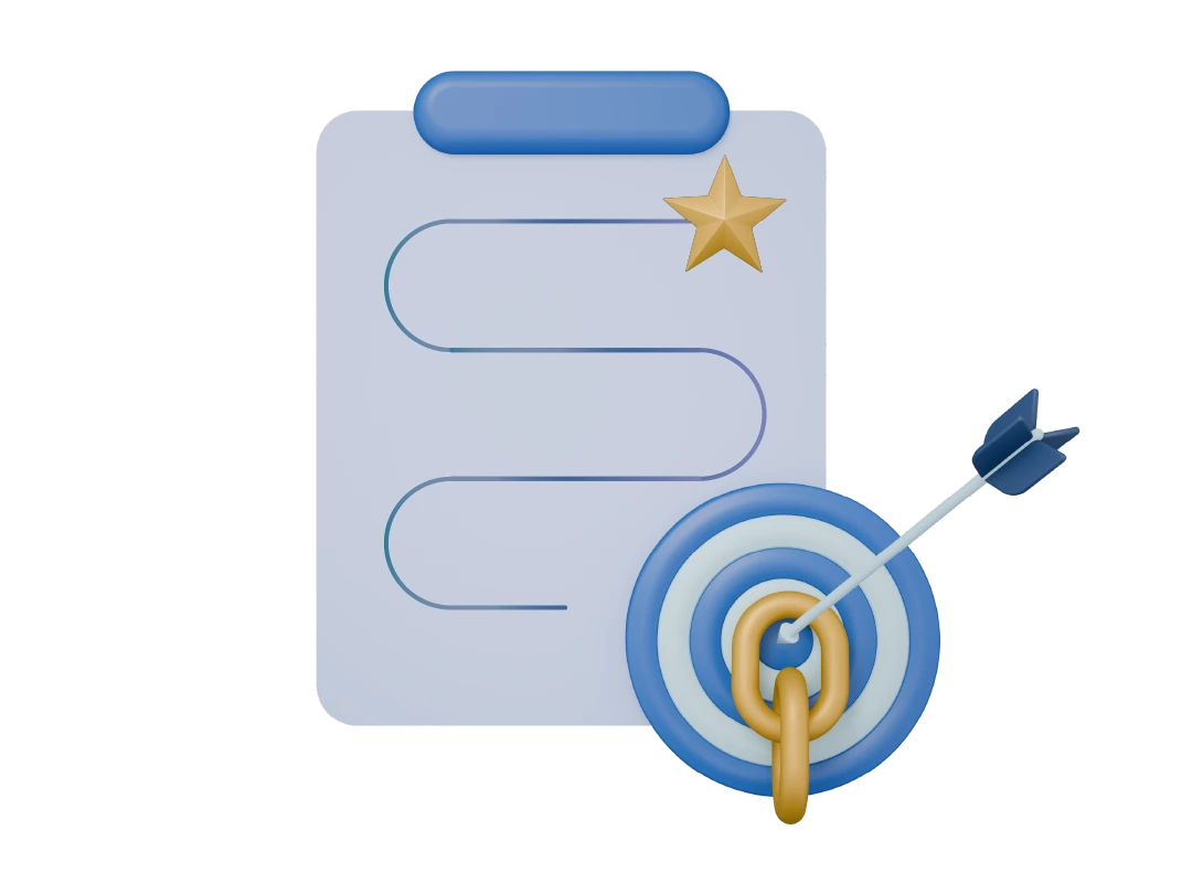 Link building strategy illustration with a target and chain link